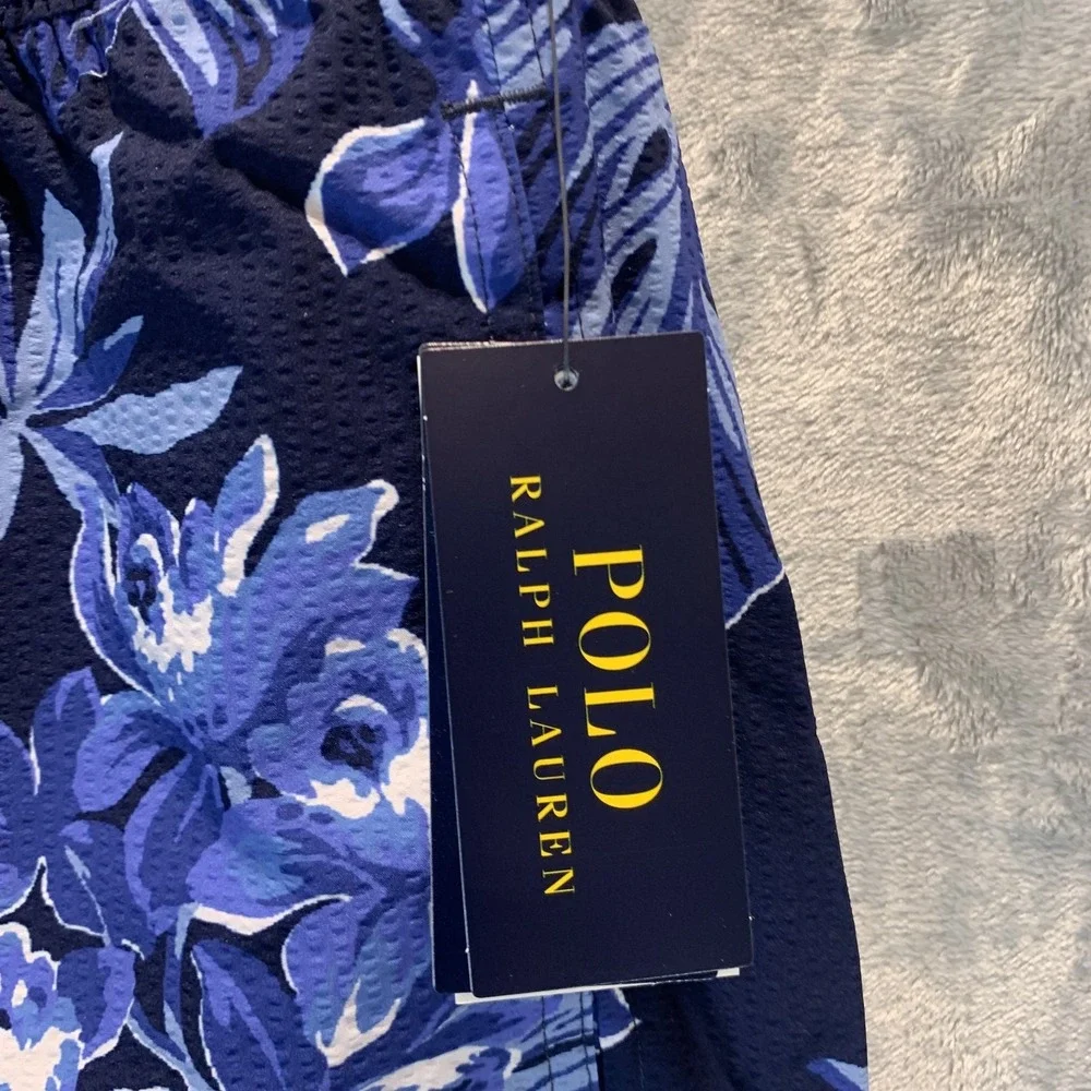 Polo Ralph Lauren Men's Swim Trunks XL Traveler Blue Floral‎ Pockets Mesh Liner